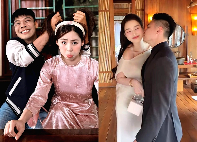 Chồng doanh nhân thơm má hoa hậu Đỗ Thị Hà, Trung Ruồi đẹp đôi bên Hương Ly