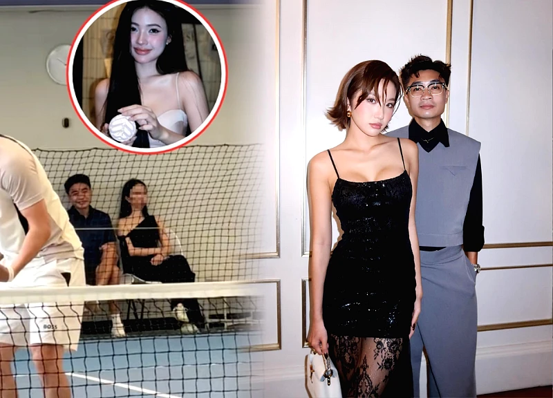 Khánh Huyền's husband (born in 2004) was caught 'flirting' with a strange girl on the pickleball court; his reaction was shocking!