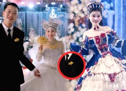 Cô dâu Phú Thọ đội vương miện, cầm hoa cưới bằng vàng, chú rể sốc vì 1 chi tiết!