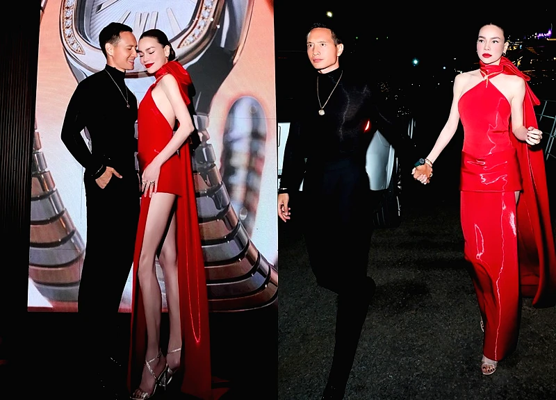 Hồ Ngọc Hà diện đầm cắt xẻ táo bạo, tình tứ bên Kim Lý