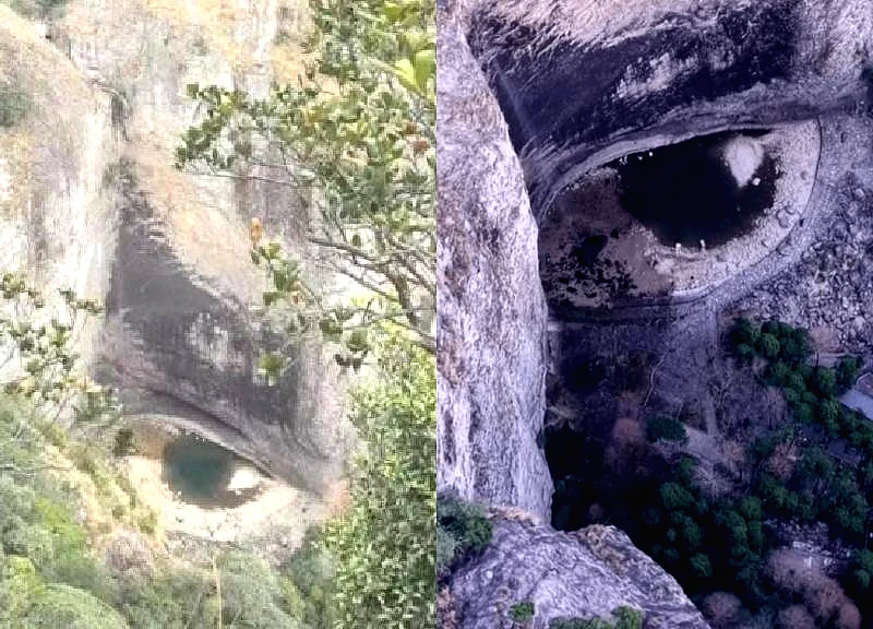 A dragon's eye unexpectedly appeared amidst a 1,000-year-old rocky mountain, leaving netizens stunned upon arrival.
