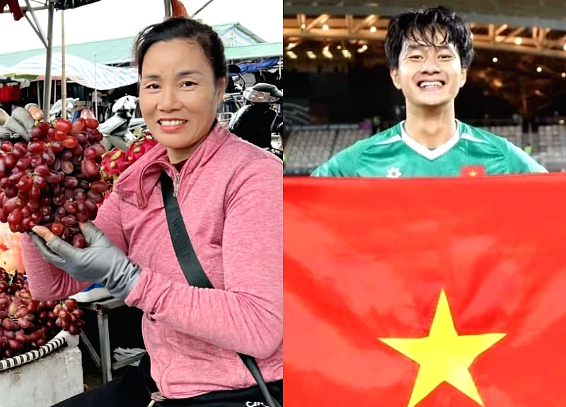 Gánh hoa quả của mẹ thủ môn Cao Văn Bình đắt khách, gia đình làm 10 mâm cỗ đón con về từ U23 châu Á