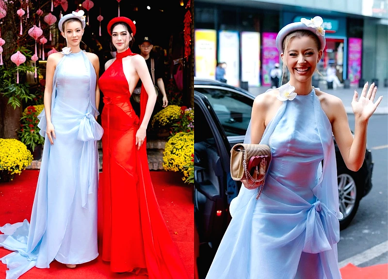 Miss Cosmo 2025 plays traditional Tet games like smashing clay pots and wrapping banh chung (Vietnamese rice cakes), netizens immediately spot unusual details.