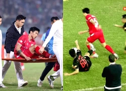 Doan Van Hau left the field on a stretcher, was kicked badly in the middle of the top football match, fans raised waves