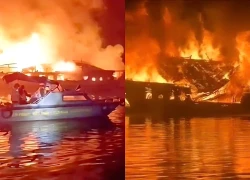 A boat carrying 41 passengers burst into flames like a torch in Ha Long Bay; haunting camera footage reveals the scene!