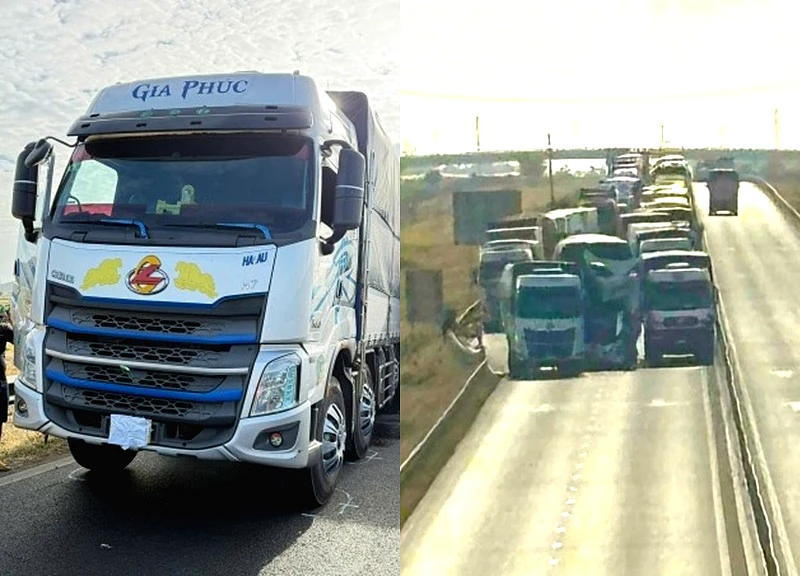 Đóng cao tốc Vĩnh Hảo - Phan Thiết sau tai nạn giữa hai xe tải