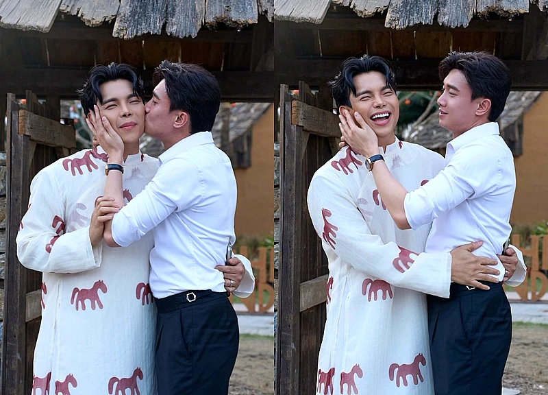 Lộ ảnh Quốc Trường hôn 1 người đàn ông