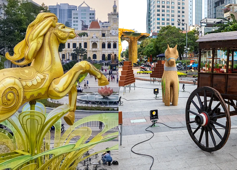 Toàn cảnh đường hoa Nguyễn Huệ đã thành hình