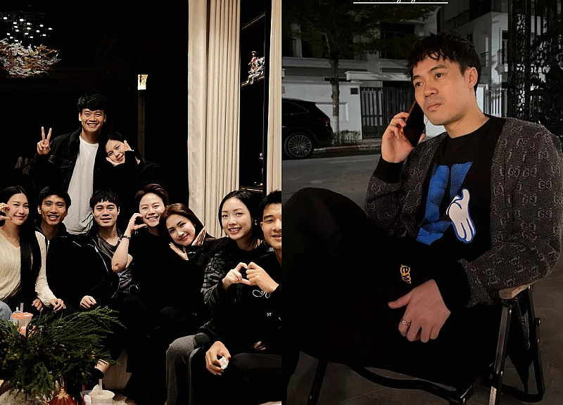 Van Toan reunites with the national team players, revealing a "strange" expression at the year-end party with Hoa Minzy.