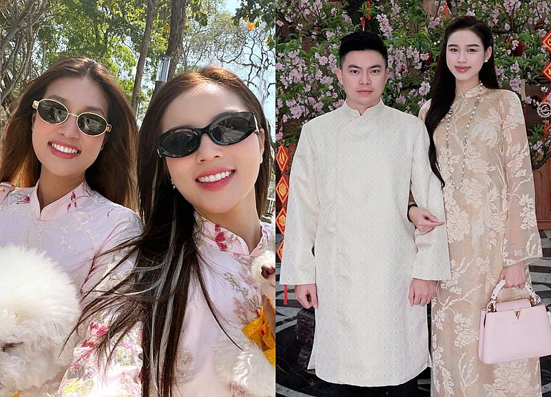 Hoa hậu Kỳ Duyên quấn quýt Đoàn Thiên Ân, Đỗ Thị Hà tình tứ bên chồng đại gia