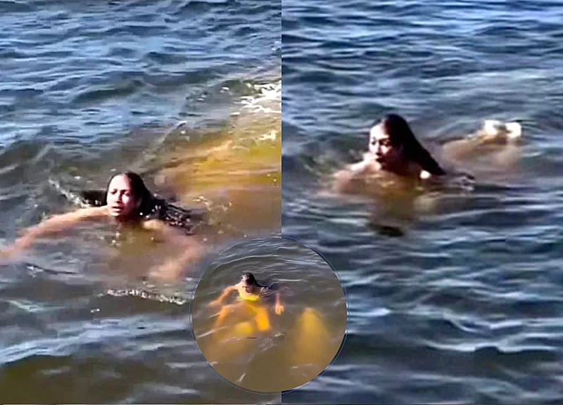 Video goes viral: 'Sea monster' approaches woman bathing in river; what happened afterward? Shocking!