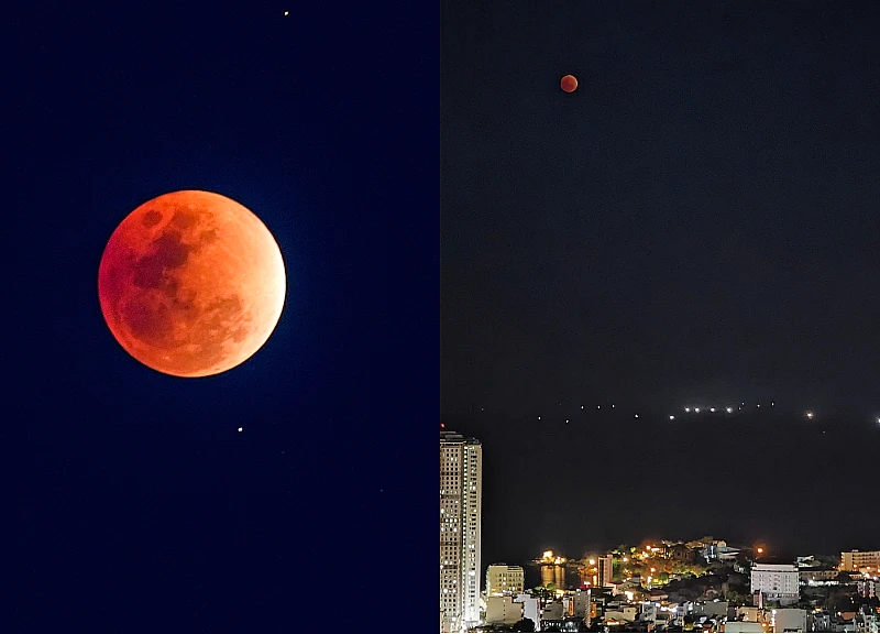 Bầu trời Việt Nam rực đỏ, Mặt Trăng biến sắc, điềm báo hay hiện tượng lạ?