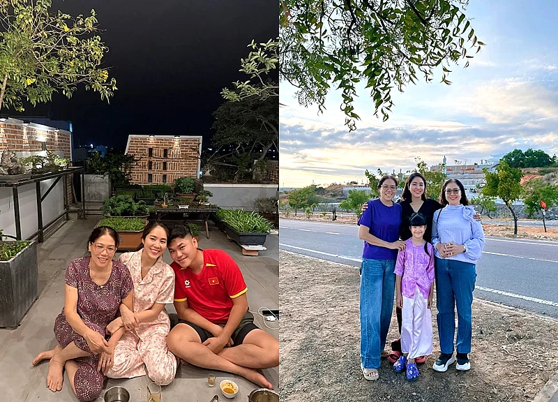 Lê Phương đưa con về quê giỗ ông nội