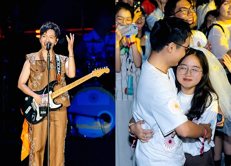 Hoang Dung's concert turned into a "marriage proposal convention," with fans showing off their wedding rings.