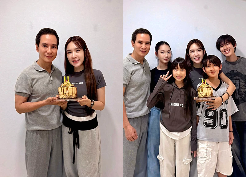 Vợ kém Lý Hải 17 tuổi đón sinh nhật bên chồng và 4 con