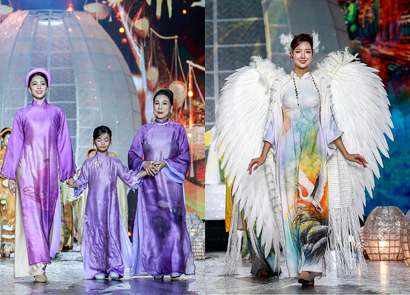 Dàn Hoa hậu đổ bộ phố Nguyễn Huệ, lộ diện thiết kế lấy cảm hứng từ mạng dữ liệu.