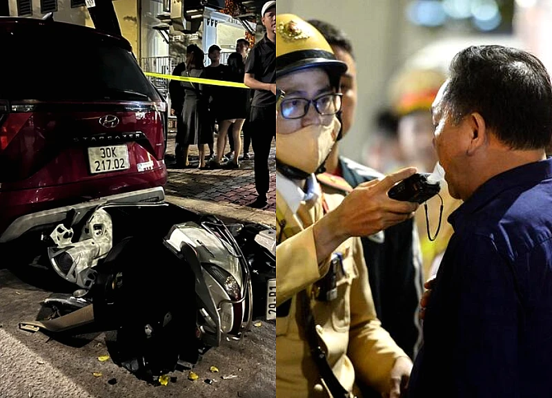 Horrific traffic accident in Nguyen Chanh, Hanoi: 5 cars and 3 motorbikes were destroyed, the driver drank alcohol?