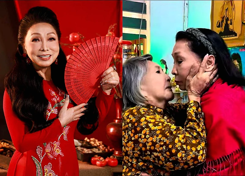 Gallery - People's Artist Bach Tuyet reunites with Meritorious Artist Dieu Hien at a nursing home, a friendship spanning over 60 years. | Vietnamese showbiz | Vietnamese stars - VGT TV