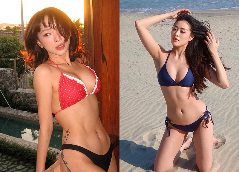 Ca sĩ Tóc Tiên và hoa hậu Khánh Vân diện bikini sexy nghẹt thở