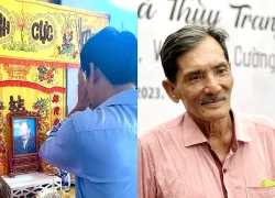 Thương Tín's younger brother returned from the US to attend the 100th-day memorial service, breaking down in tears in front of his portrait, a touching moment.