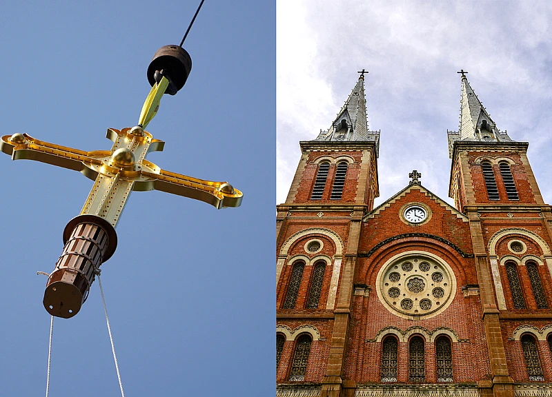 Notre Dame Cathedral is a feast for the eyes as two gilded crosses soar to the top of the 60-meter tower.