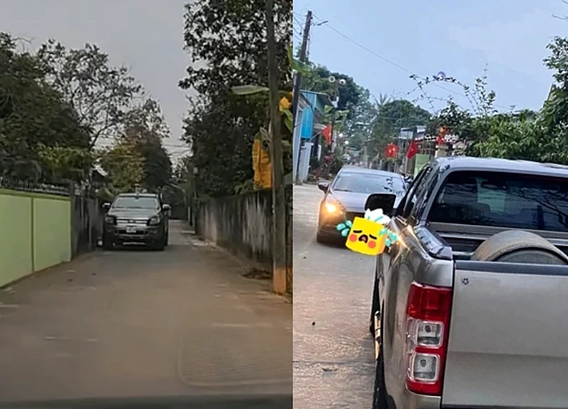 Shocking: Pickup truck driver blocks road, brazenly tells "find your own way," police investigate.