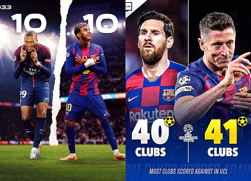 Yamal qua mặt Mbappe, Lewandowski vượt Messi và Raphinha sánh vai Neymar