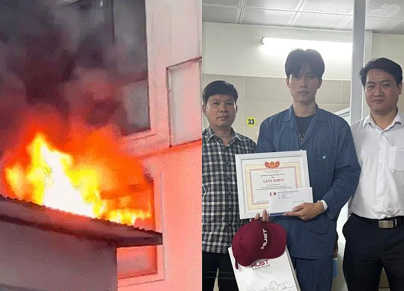 A male student from the Polytechnic University rushed into a raging fire to save people in Linh Nam, then quickly clarified one thing.