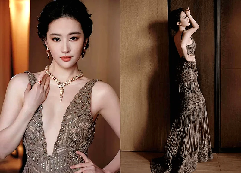 Visual quyến rũ của Lưu Diệc Phi khi diện váy ren cắt xẻ táo bạo