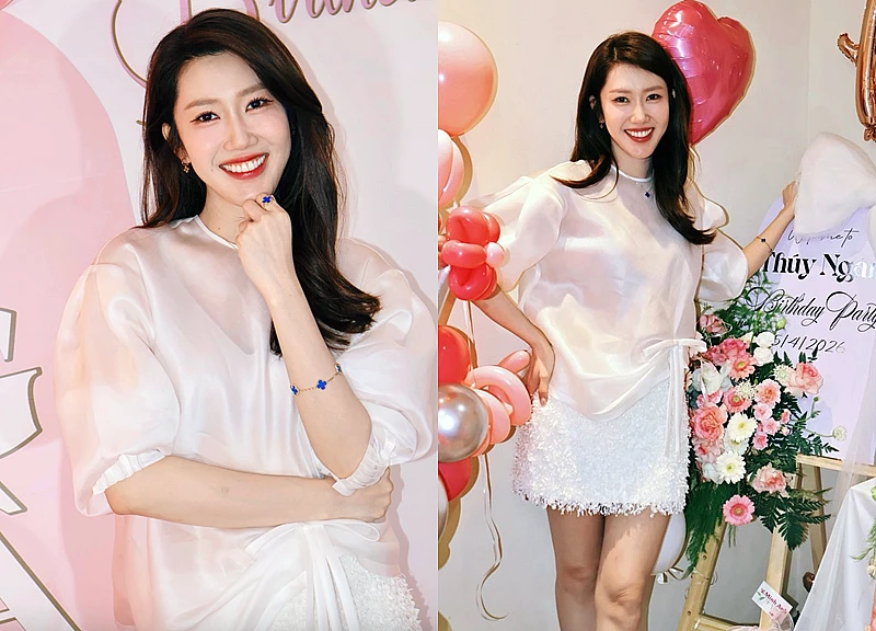 Thúy Ngân cười tươi rói khoe visual 'phát sáng' trong tiệc sinh nhật riêng tư