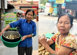 Sadly the scene of an elderly mother in the midst of the "harsh sun" in the Central region, selling potatoes to raise 3 mentally ill children
