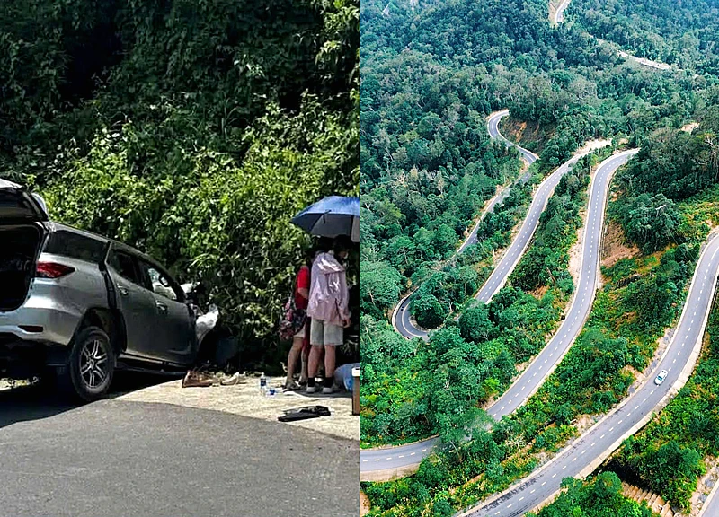 Xe ô tô lao xuống mương trên đèo Hòn Bà, 6 người gặp nạn