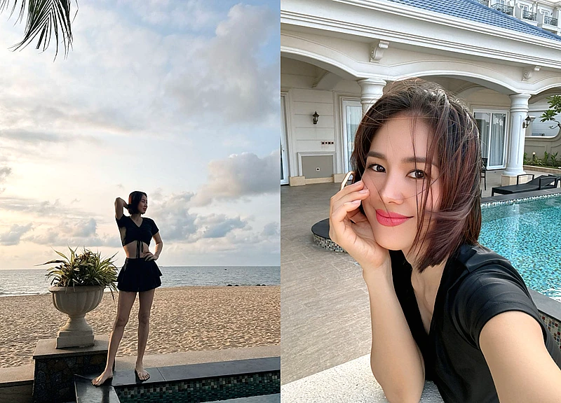 Lê Phương diện đồ tắm đi biển với chồng, khoe dáng quyến rũ khó rời mắt