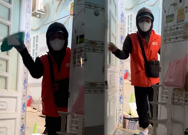 Did the delivery driver open the door and throw the package into the room while the girl was sleeping, revealing their true relationship?