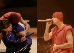 Billie Eilish bursts into tears, calling Justin Bieber the "luckiest fangirl" at Coachella.