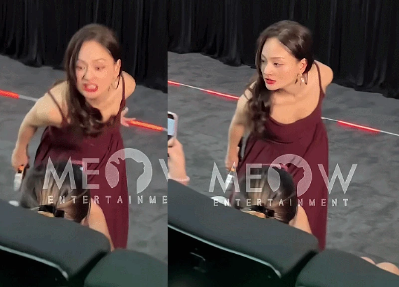 Lan Phuong went into a frenzy at the event, shouting and constantly glaring at the audience.