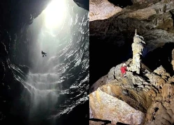 Phong Nha - Ke Bang has just discovered a cave 350m deep with a unique waterfall.