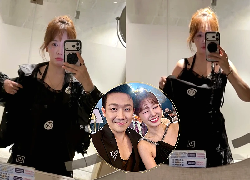 Hari Won 'steals' items from a restaurant; Tran Thanh reveals his attitude by directly calling his wife 'that wife'?