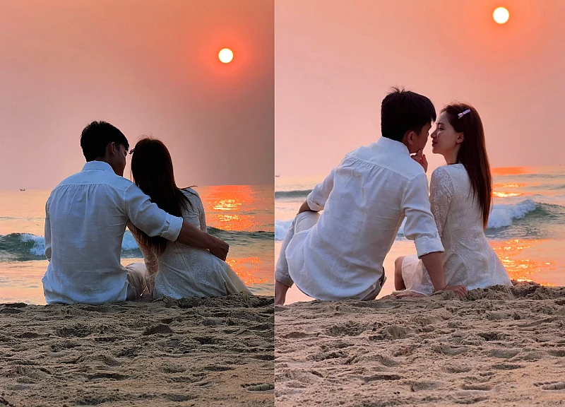 Hòa Minzy tình tứ hôn chồng trên biển, phải lên tiếng cầu xin MXH một điều