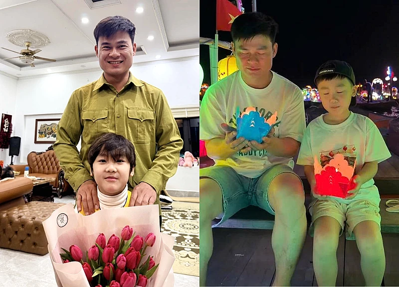 Hòa Minzy ra rìa nhìn con trai bắt tay bố quân nhân bày trò, bị soi chi tiết lạ?